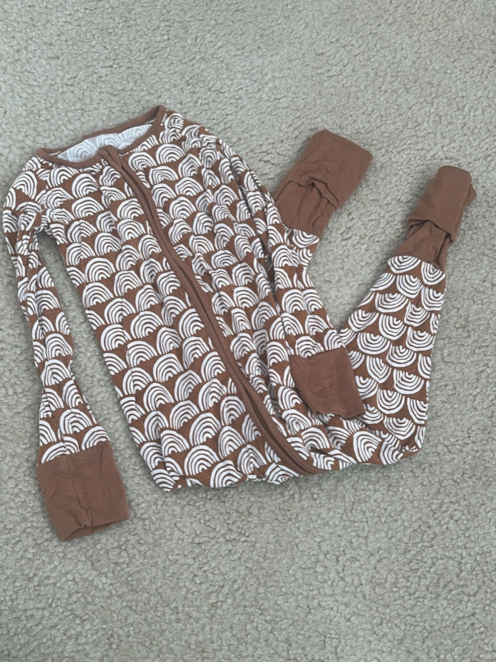 Little Sleepies Kids Brown & White Patterned Footed Pajamas